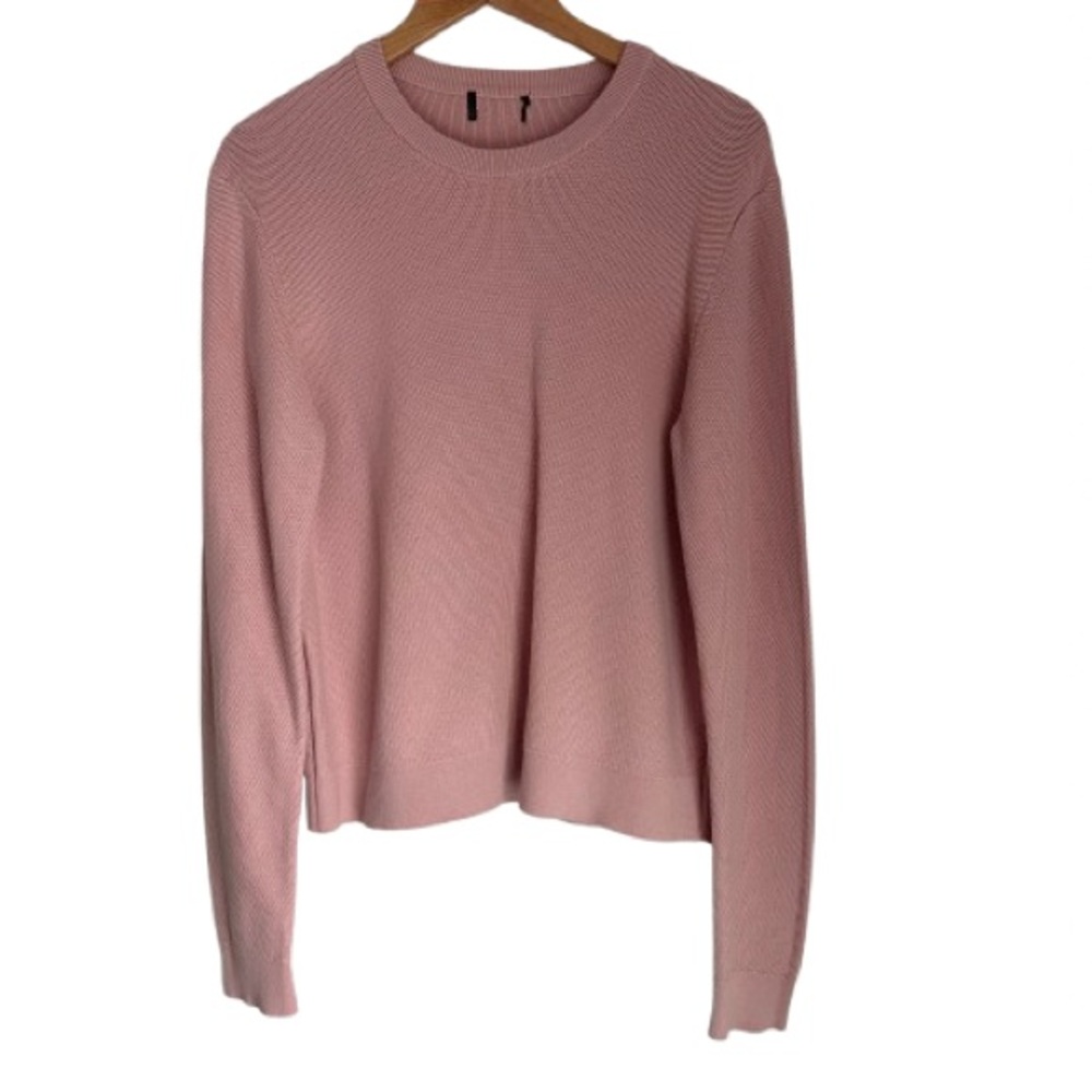 Banana Republic Men’s Pink Long-sleeved textured Fabric Knit Crewneck Sweater LG